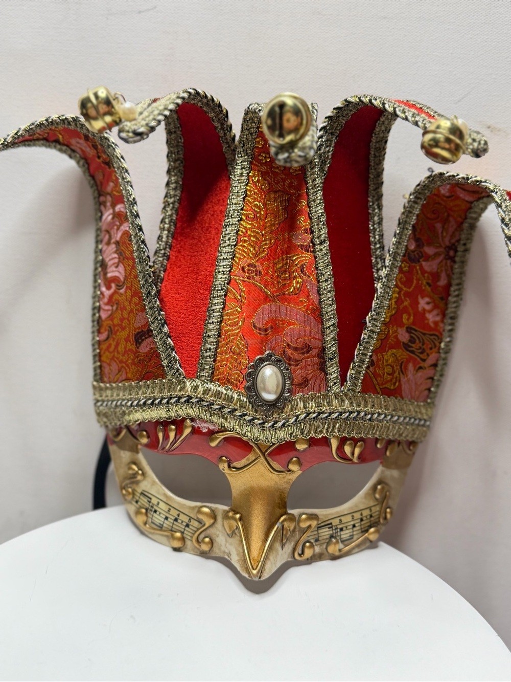 Venetian Jester Mask in Red and Gold - Decorative Home Accent